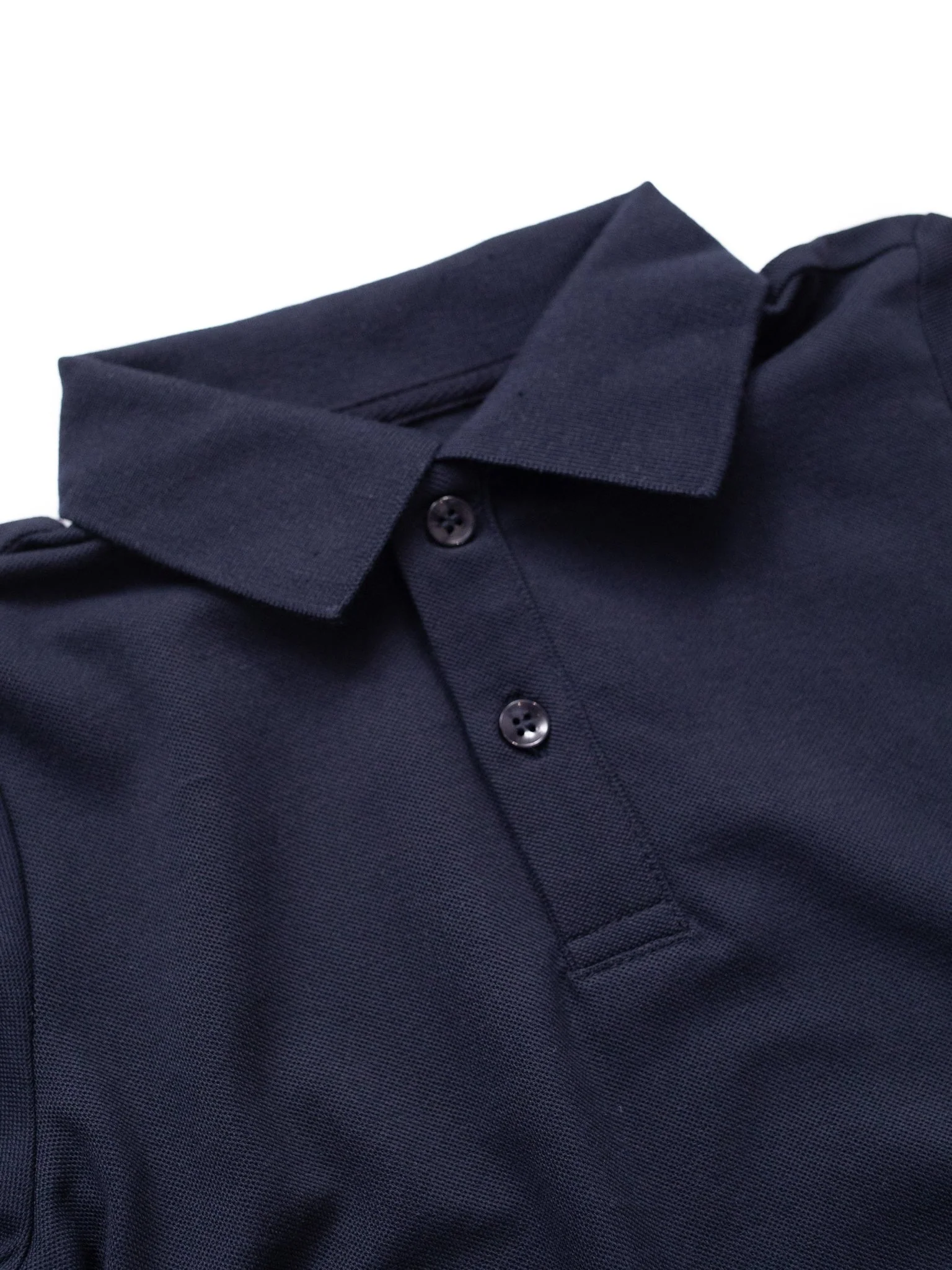 Basic Long Sleeve Polo Shirt - Navy - Image 5