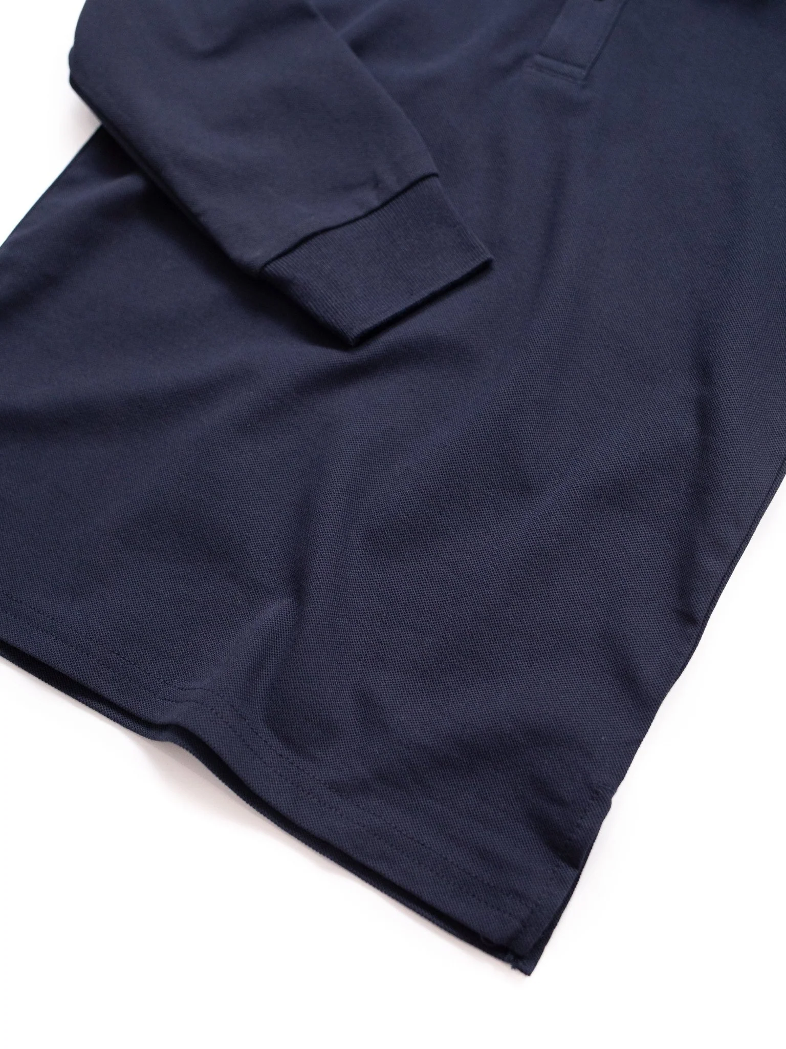 Basic Long Sleeve Polo Shirt - Navy - Image 6