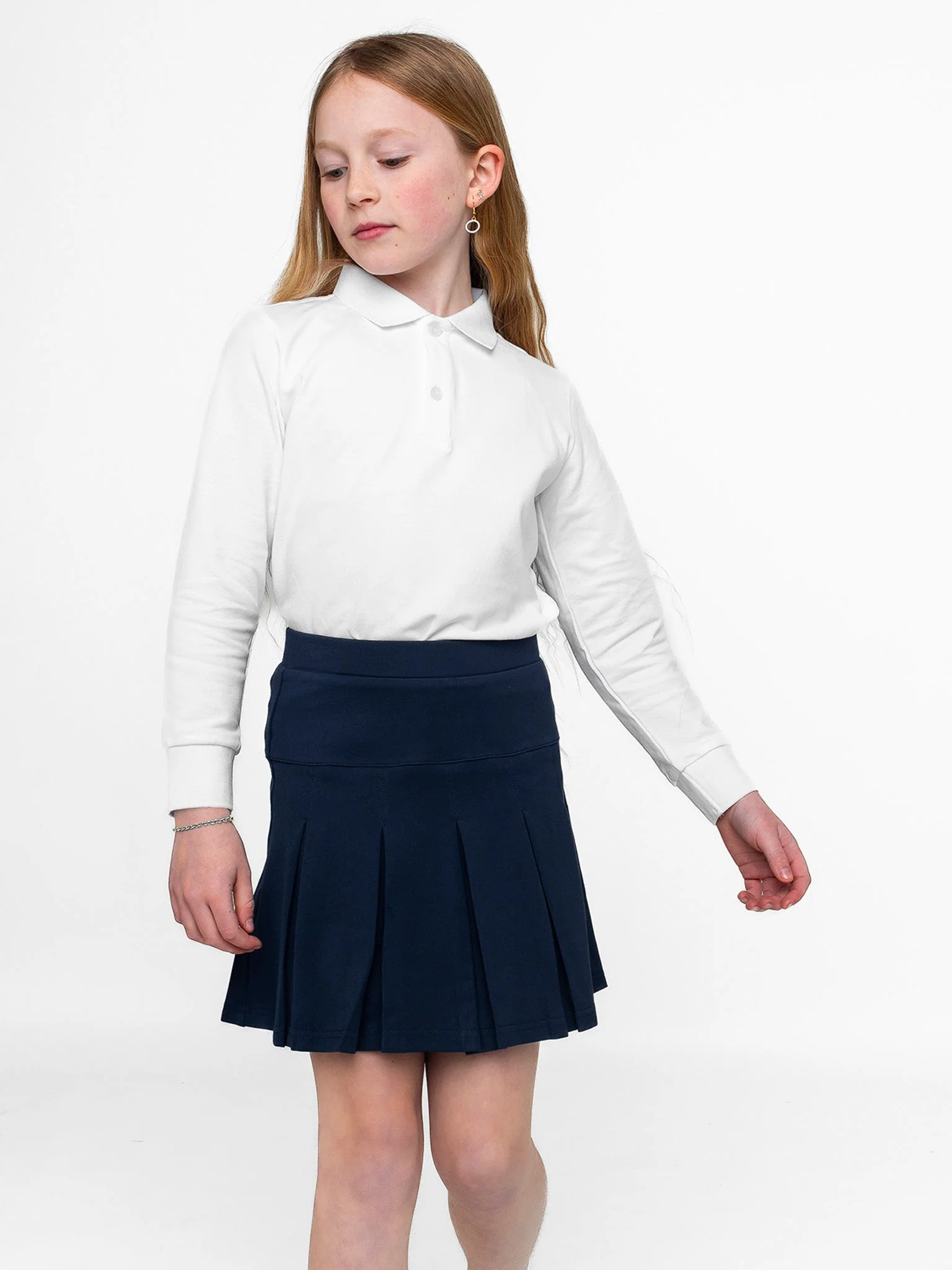 Basic Long Sleeve Polo Shirt - White - Image 3