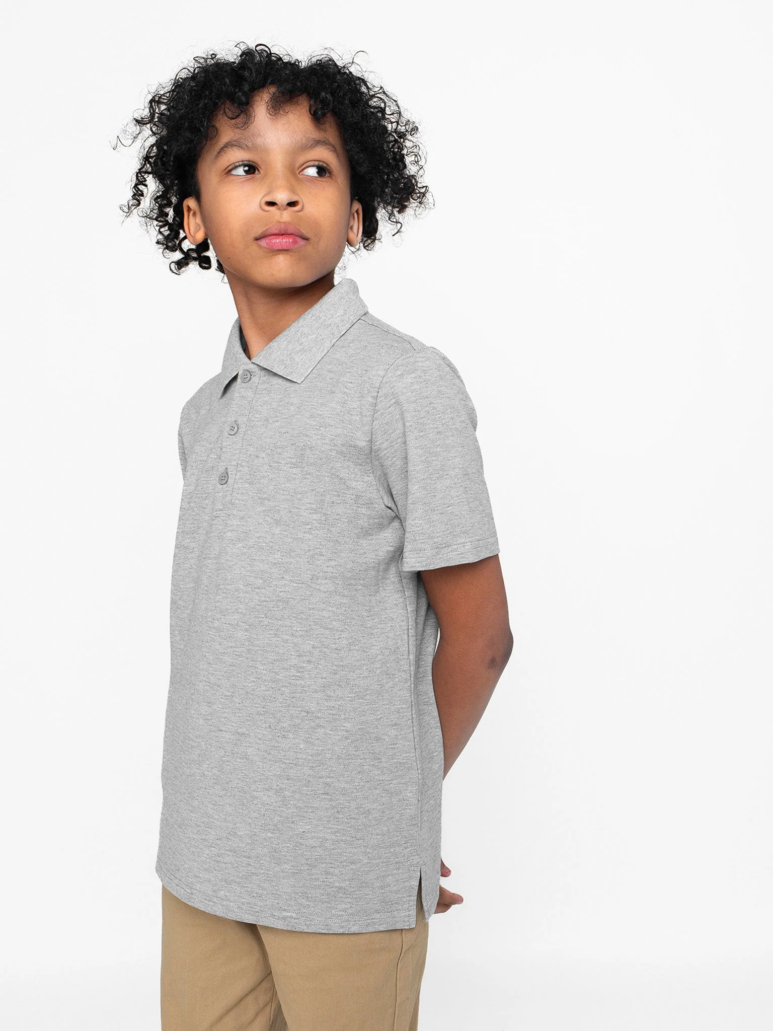 Basic Short Sleeve Polo Shirt - Grey - Image 4