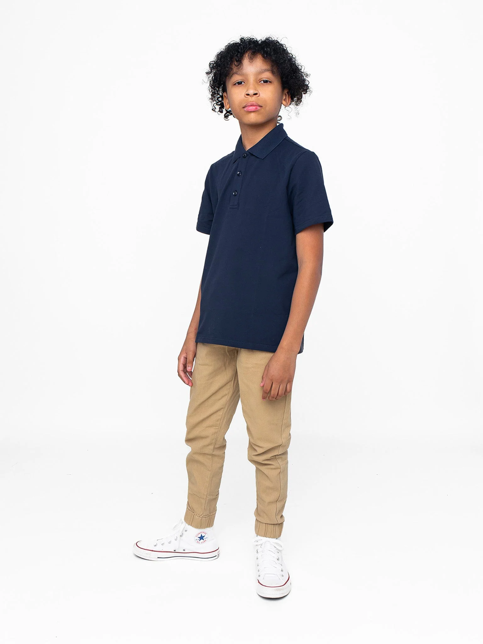 Basic Short Sleeve Polo Shirt - Navy - Image 3
