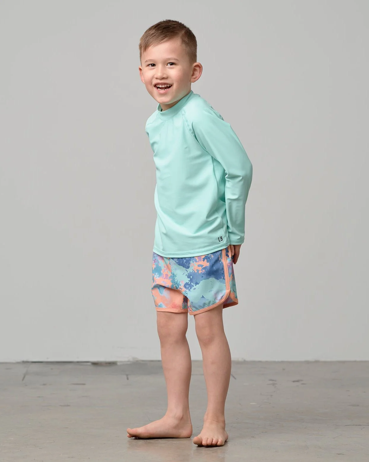 Boy's Swim Short - Melon Watercolor - Image 10