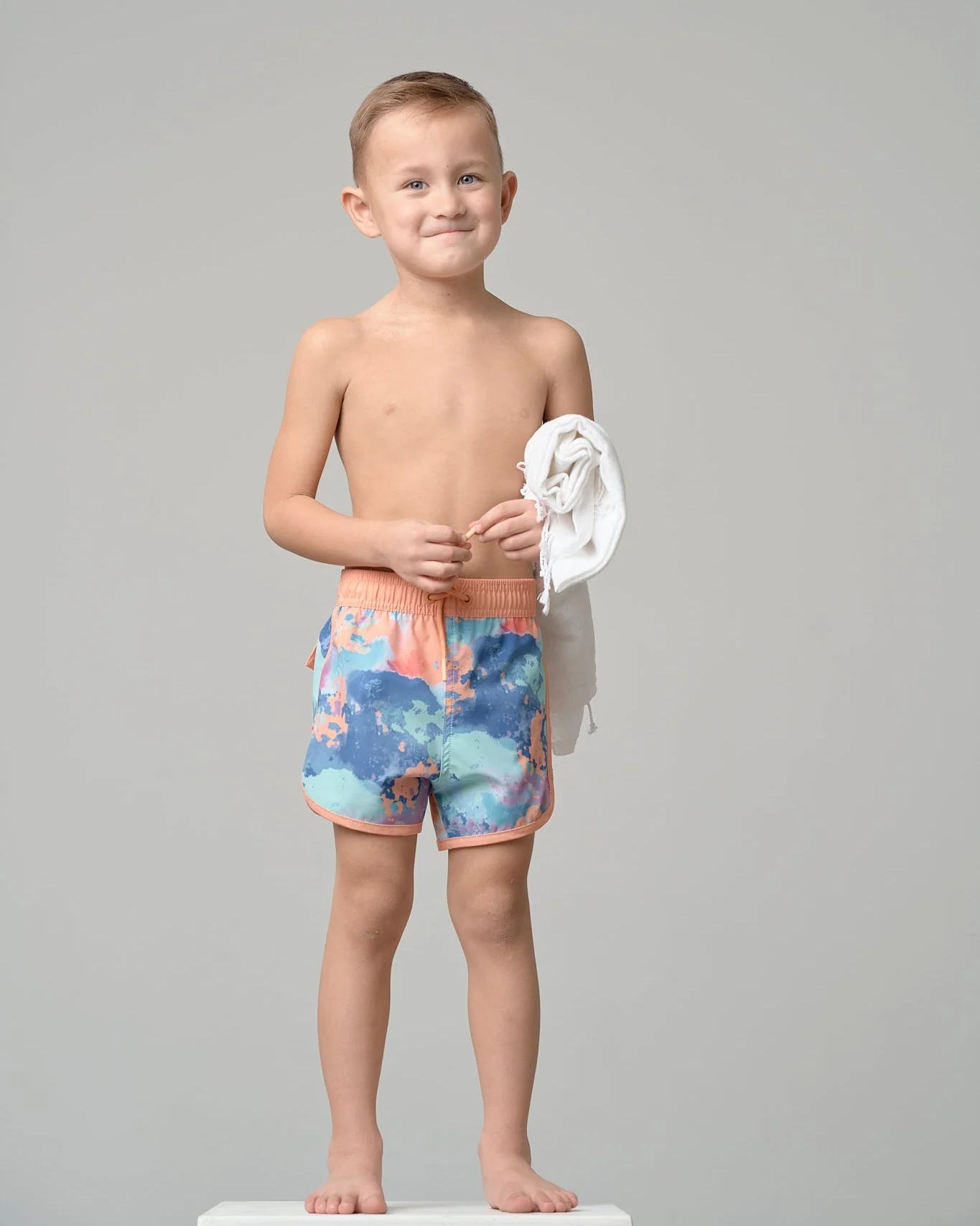 Boy's Swim Short - Melon Watercolor - Image 4