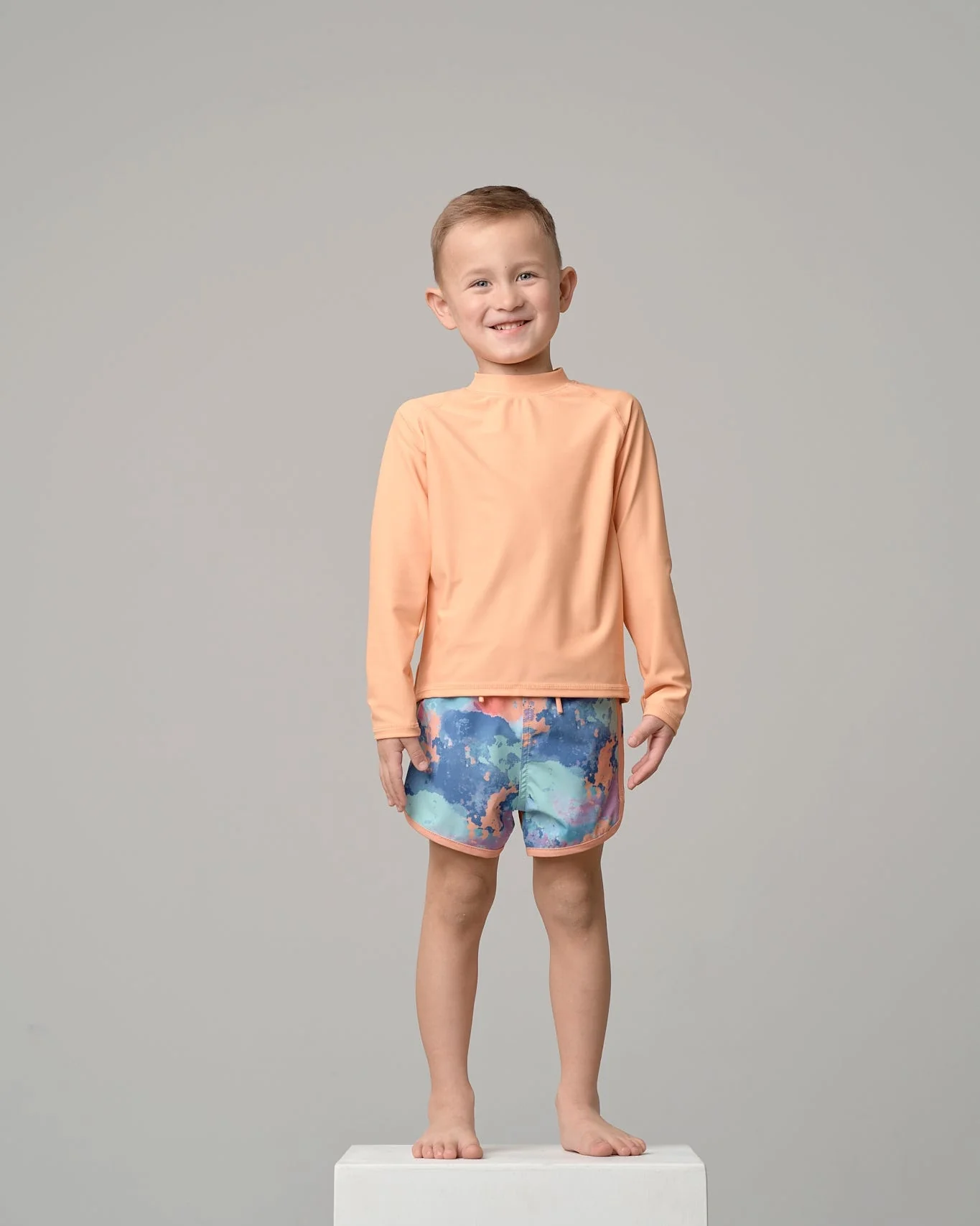 Boy's Swim Short - Melon Watercolor - Image 6