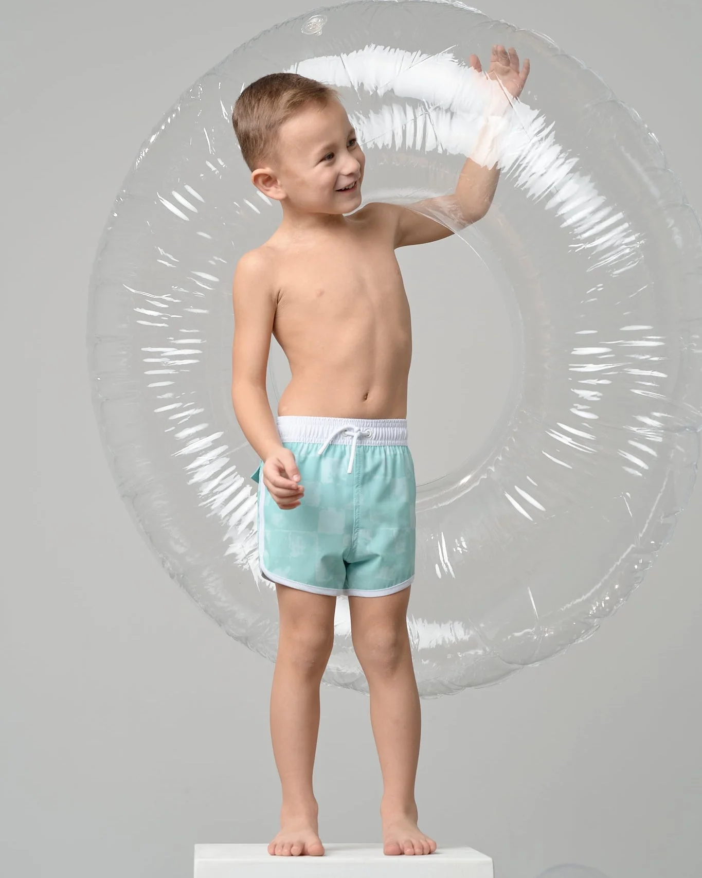 Boy's Swim Short - Mint Check - Image 3