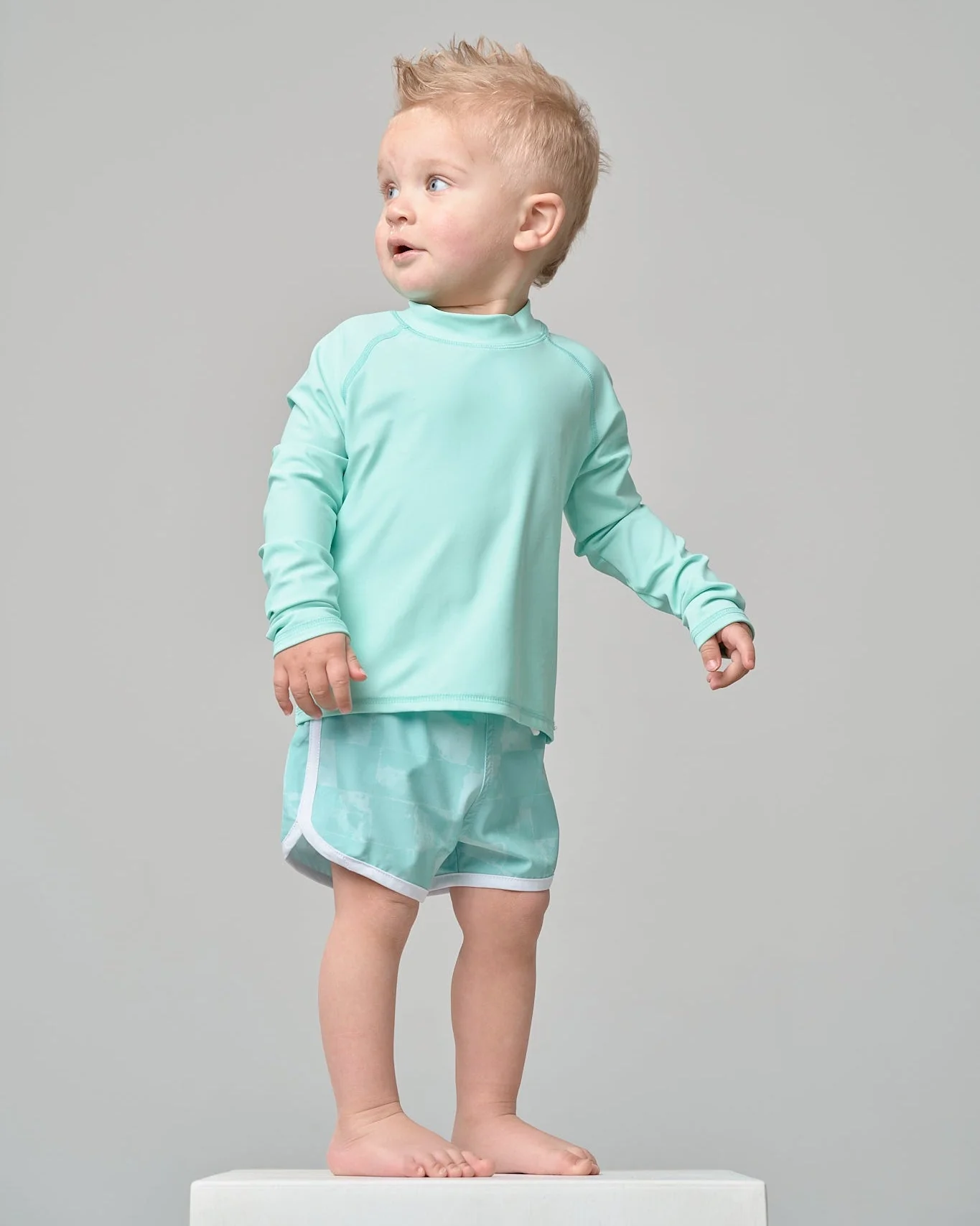 Boy's Swim Short - Mint Check - Image 4