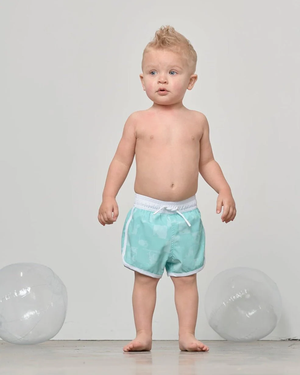 Boy's Swim Short - Mint Check - Image 6