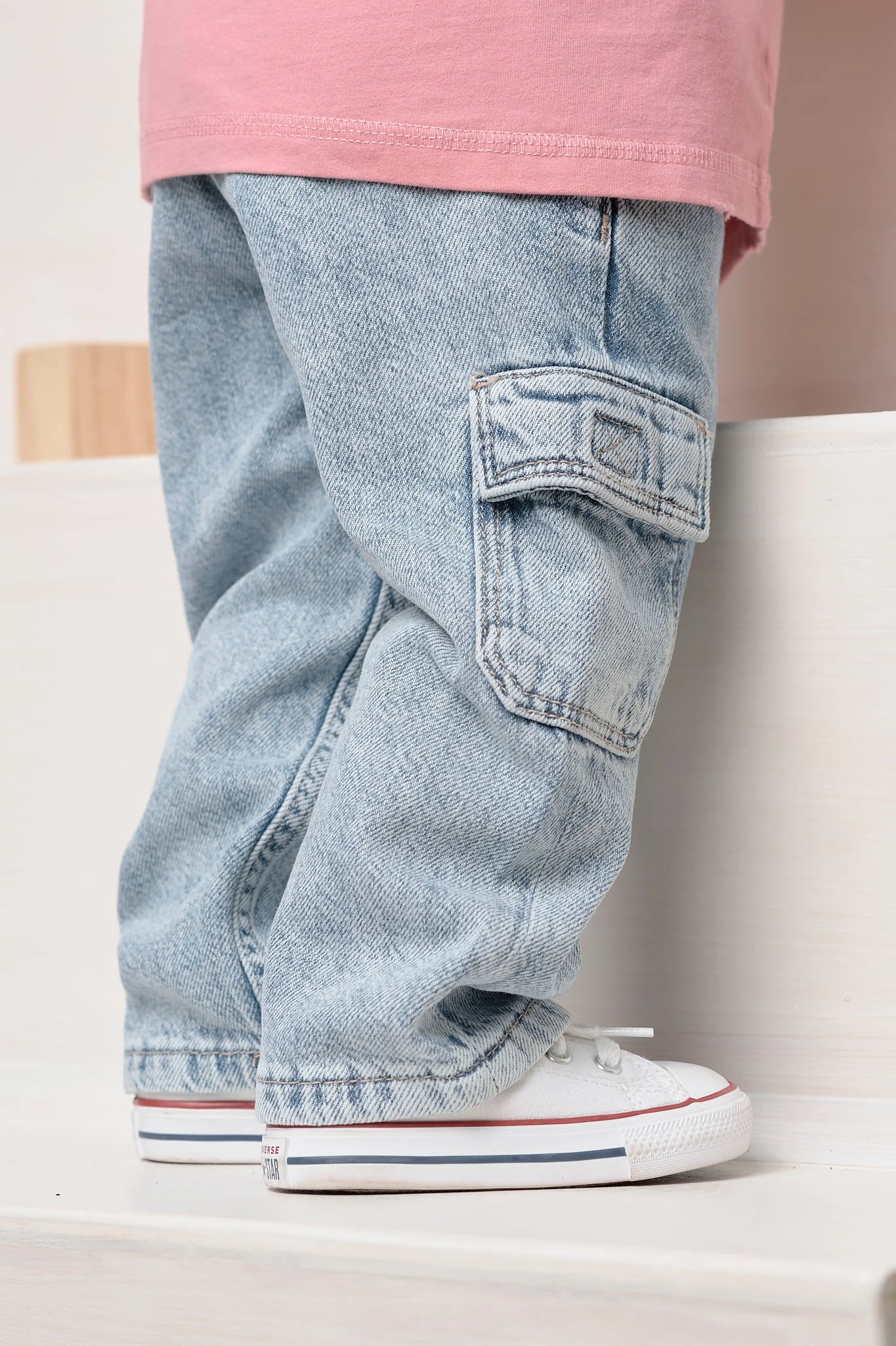 Cargo Denim Straight Leg - Light Wash - Image 13