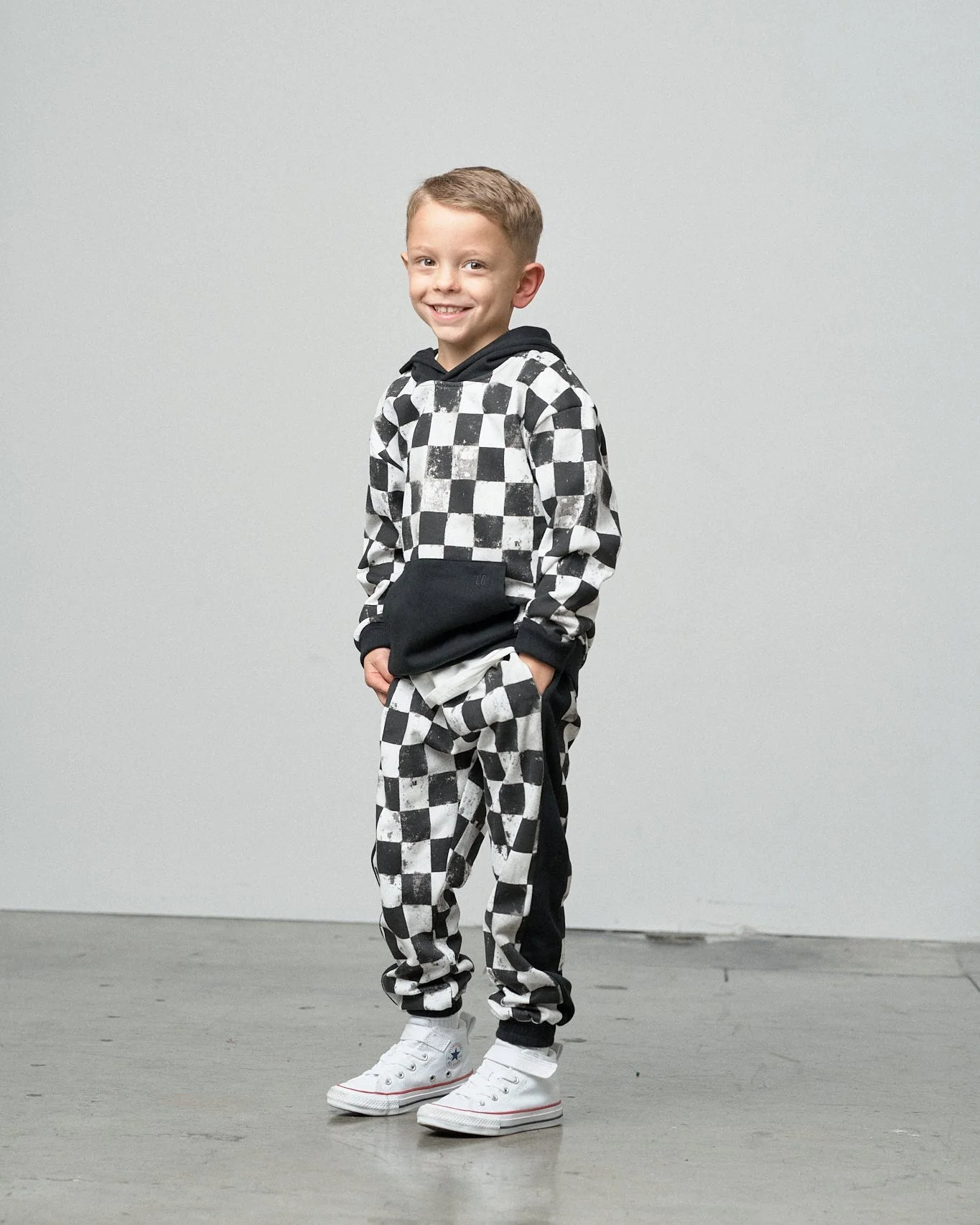 Checkered Hoodie - Black - Image 3