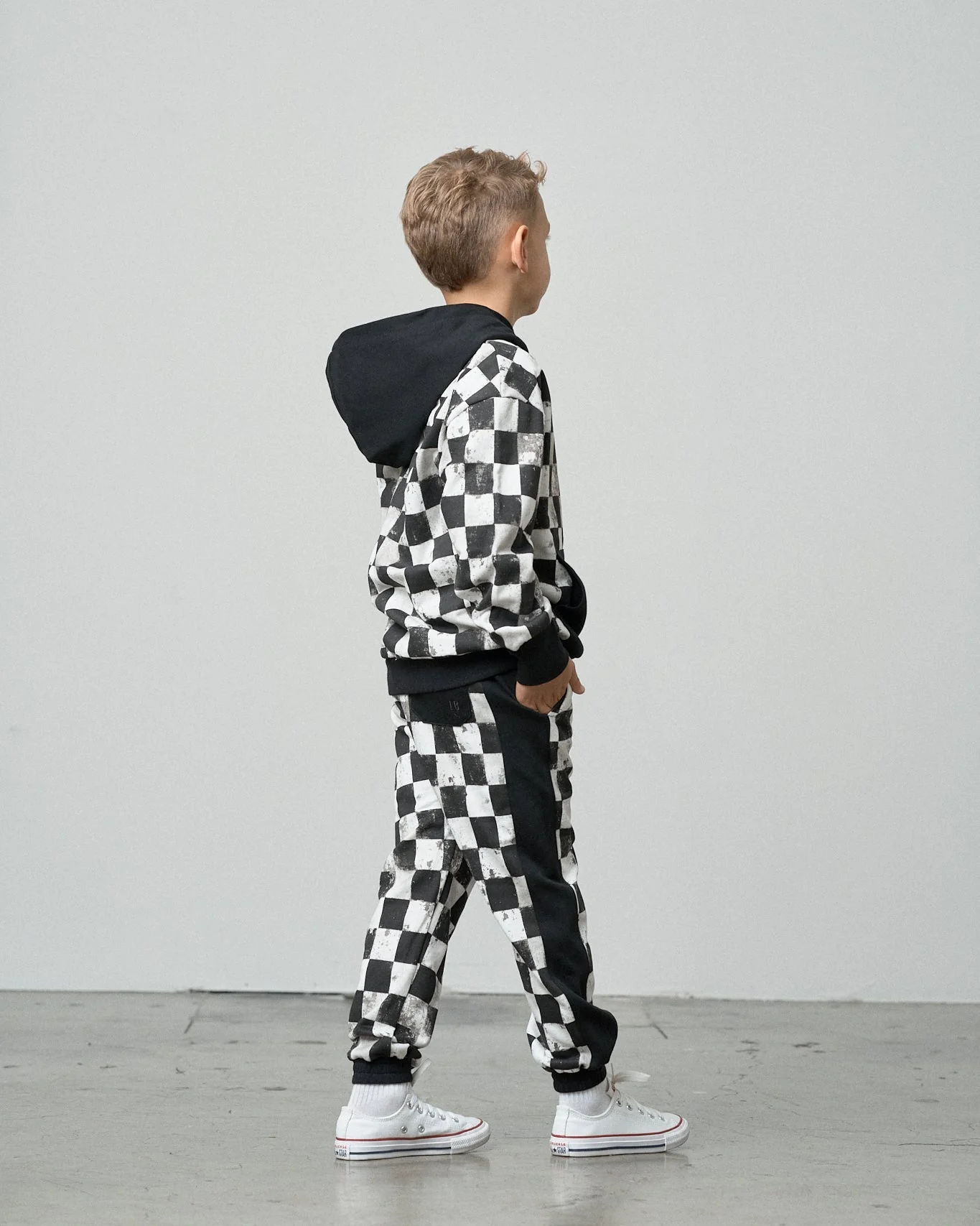 Checkered Hoodie - Black - Image 7