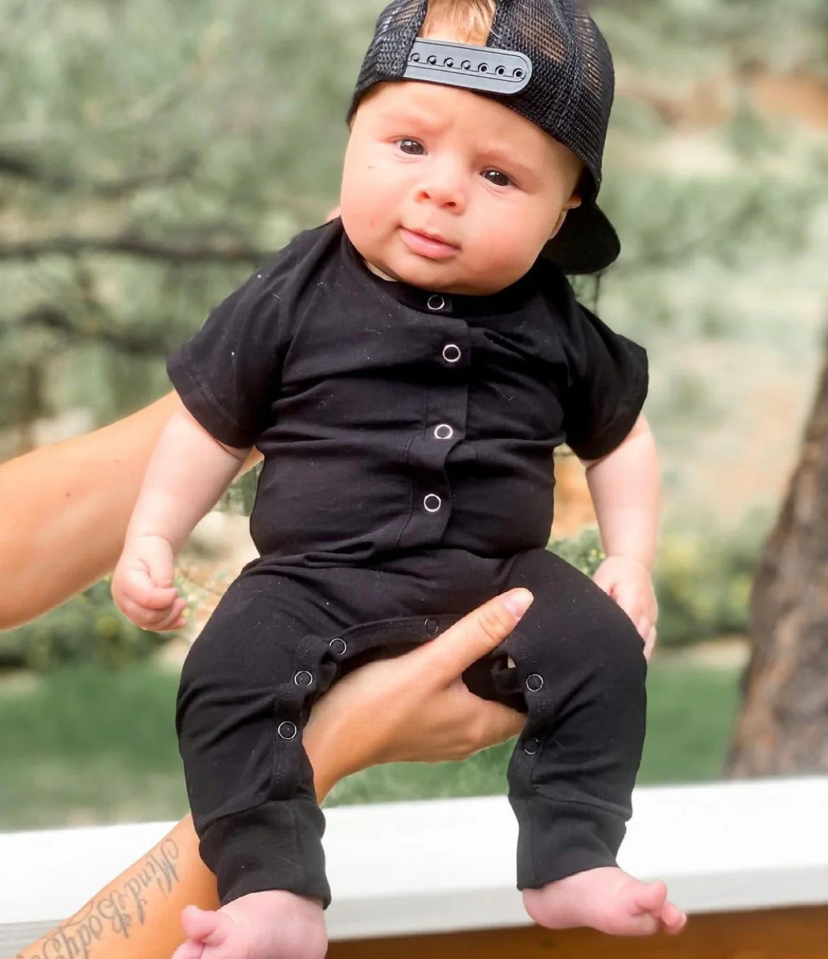 Classic Snap Romper - Black - Image 4