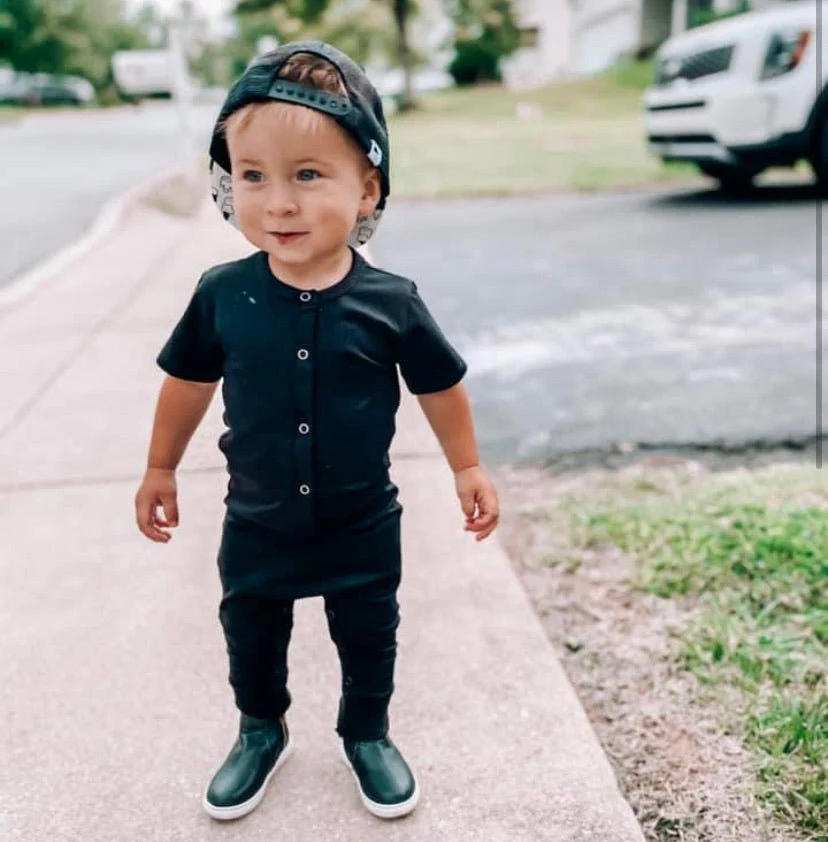 Classic Snap Romper - Black - Image 6