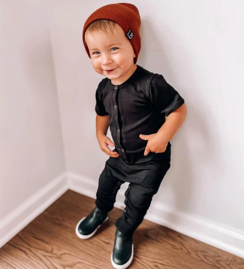 Classic Snap Romper - Black - Image 8