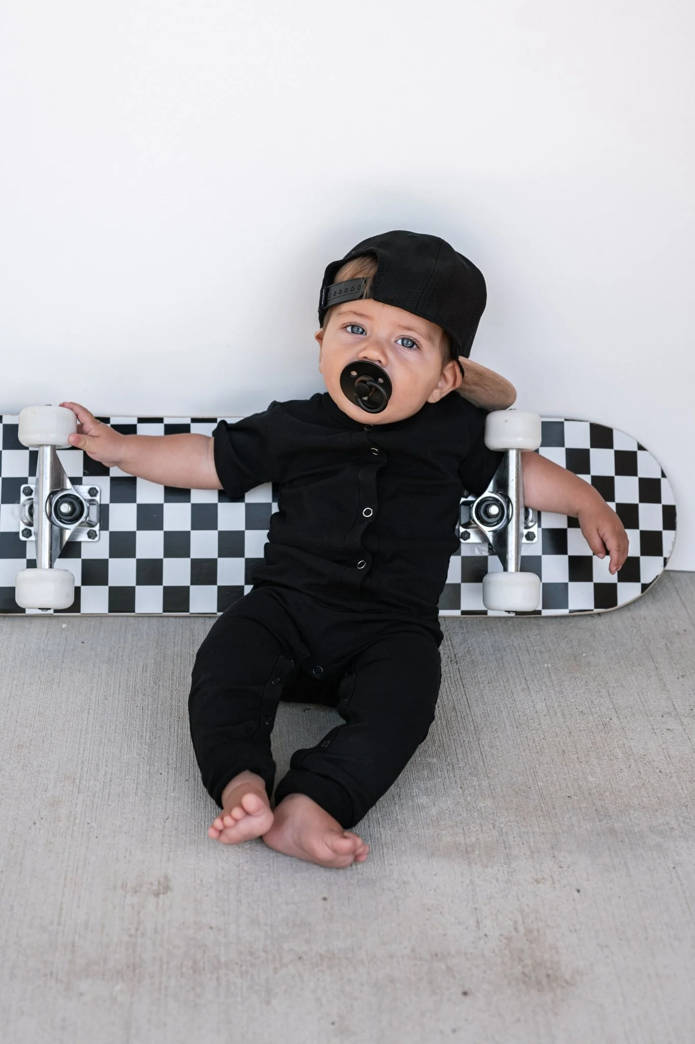 Classic Snap Romper - Black - Image 9