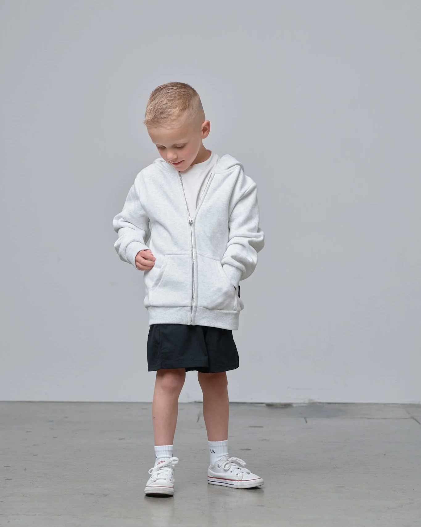 Classic Zip Hoodie - Light Heather Grey - Image 5