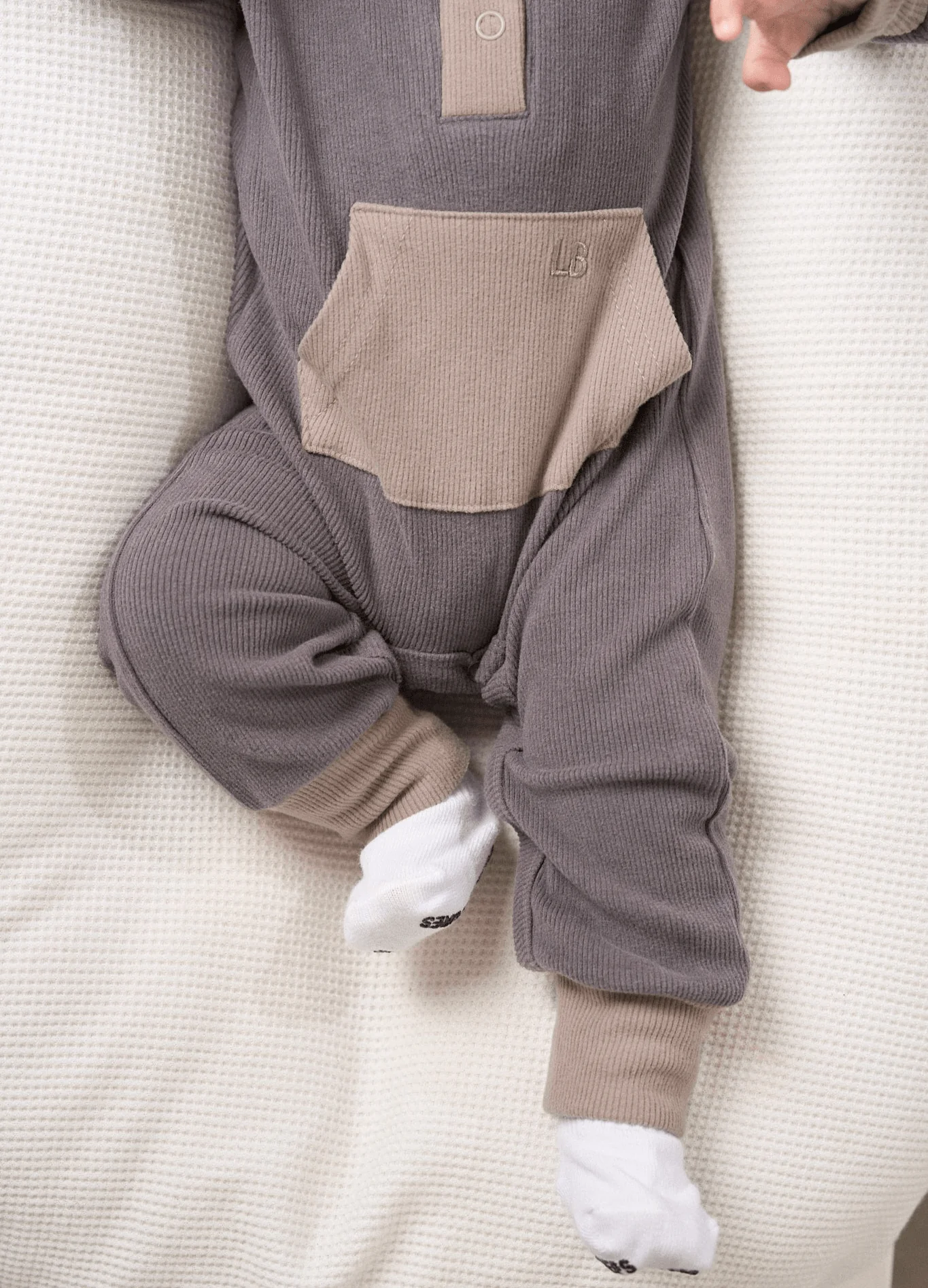 Colorblock Ribbed Romper - Graphite - Image 3