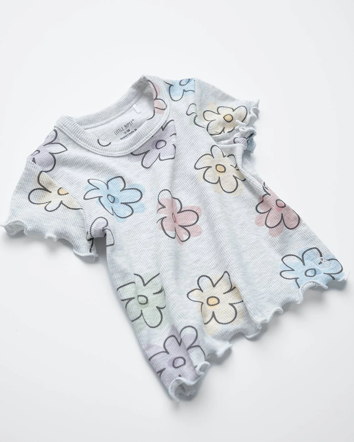 Ribbed Lettuce Trim Tee - Daisy Dreams - Image 12