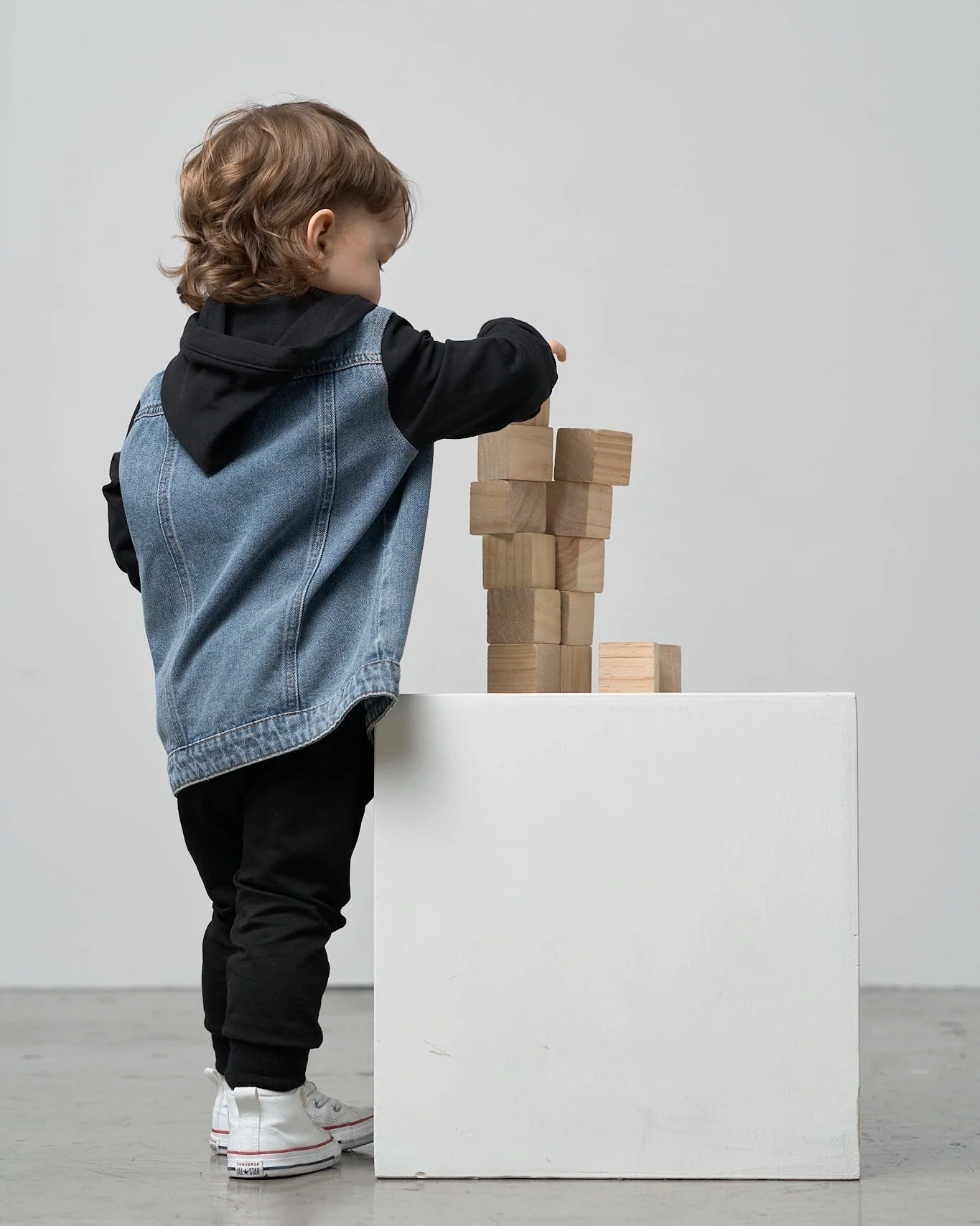 Hooded Denim Jacket - Black - Image 3