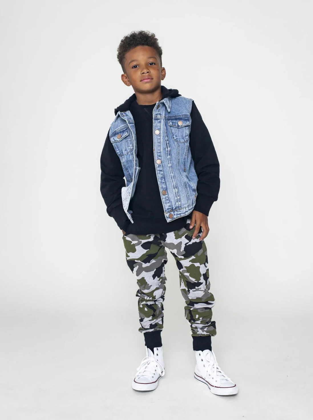 Hooded Denim Jacket - Black - Image 6