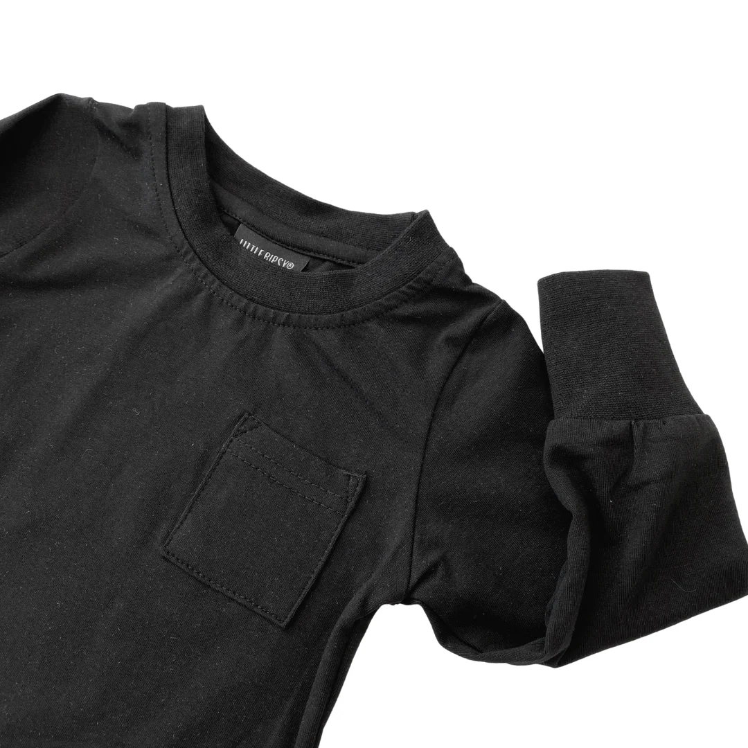 Long Sleeve Pocket Tee - Black - Image 9