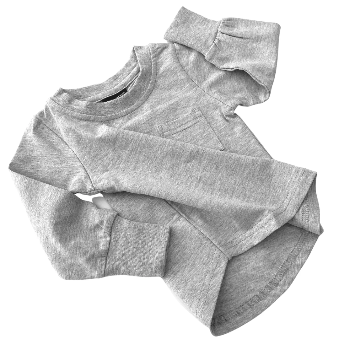 Long Sleeve Pocket Tee - Grey - Image 9