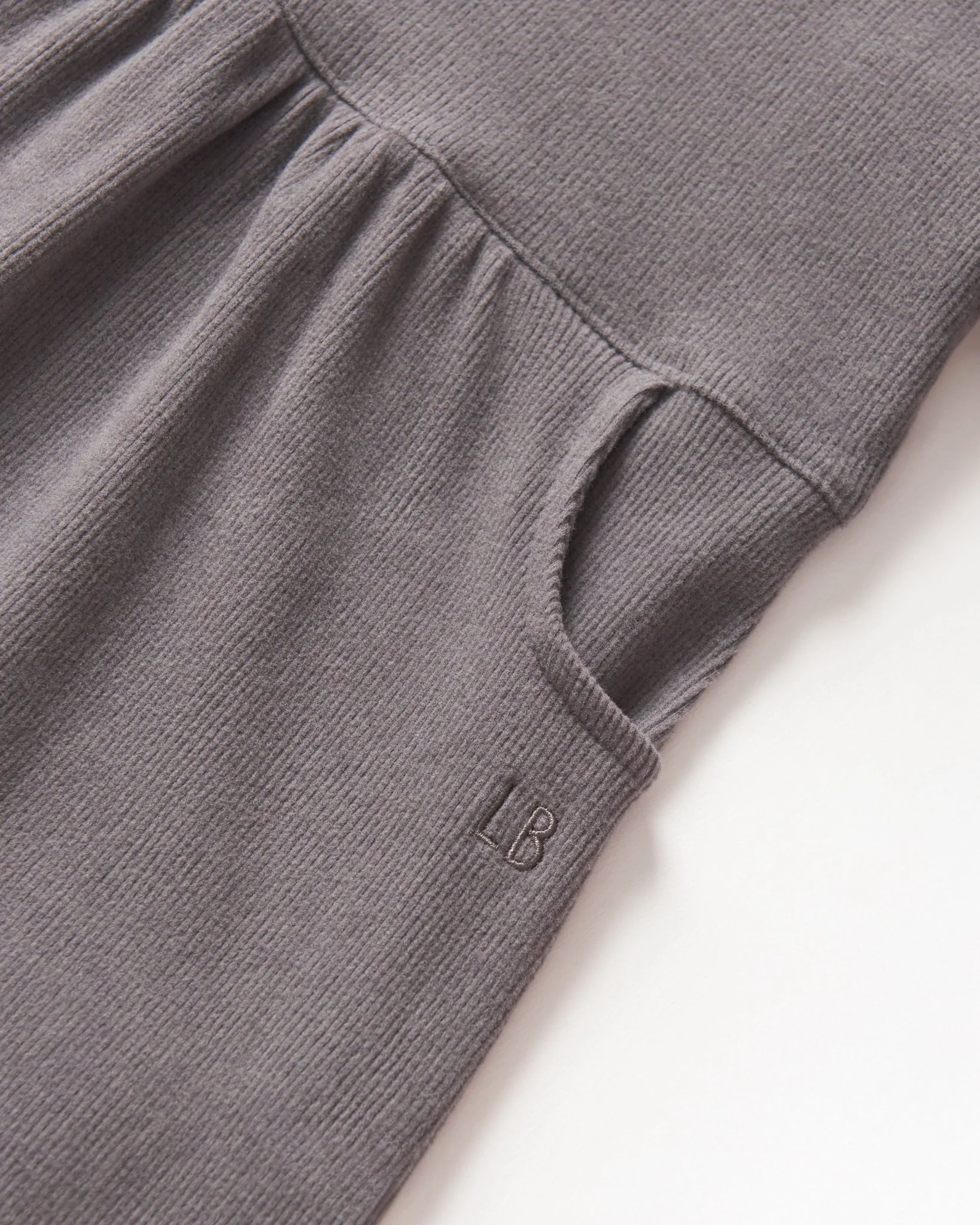 Long Sleeve Ribbed Dress - Graphite - Image 7