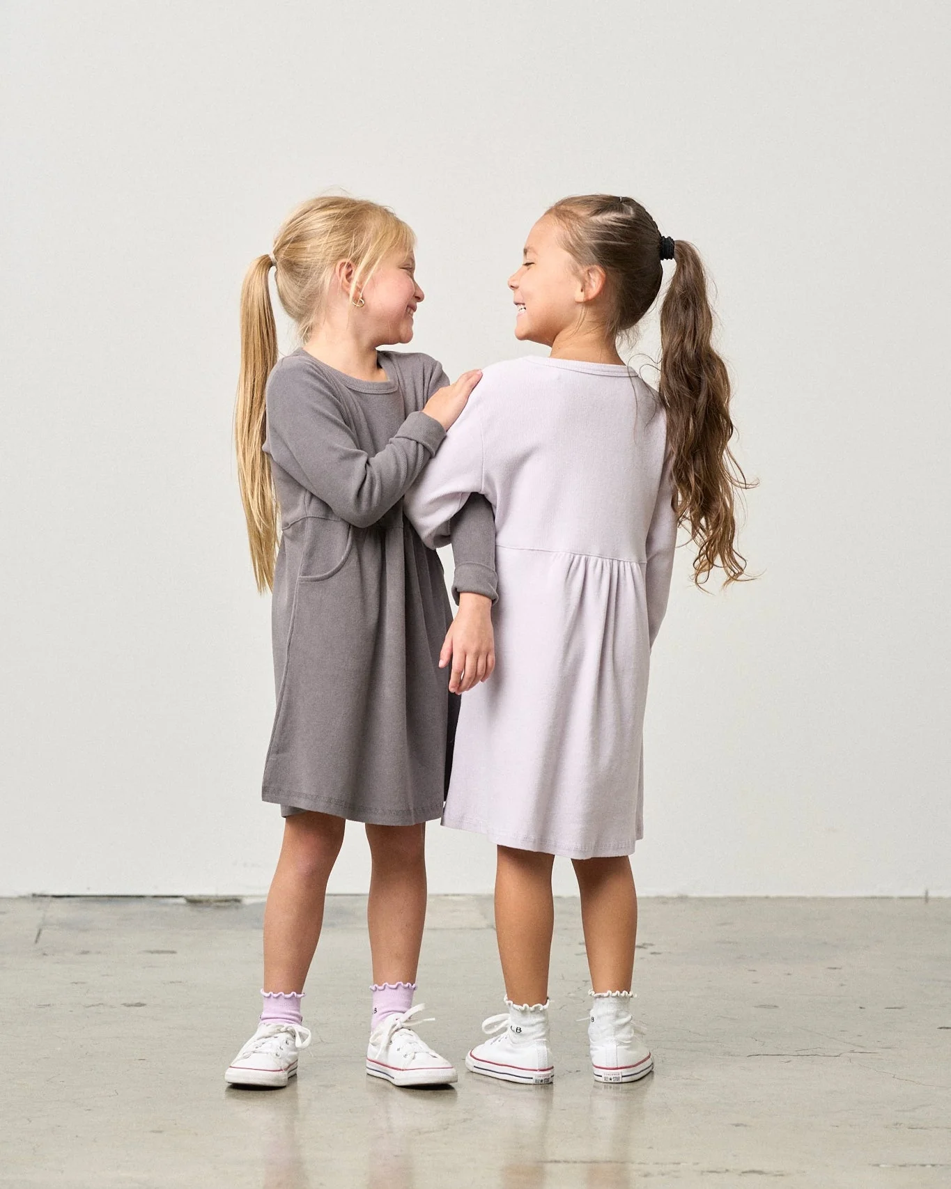 Long Sleeve Ribbed Dress - Lilac - Image 3