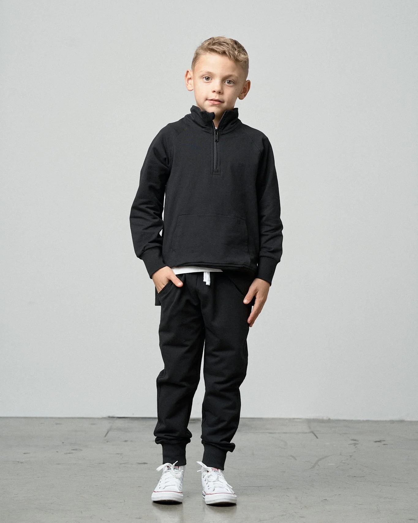 Quarter Zip Pullover - Black - Image 3