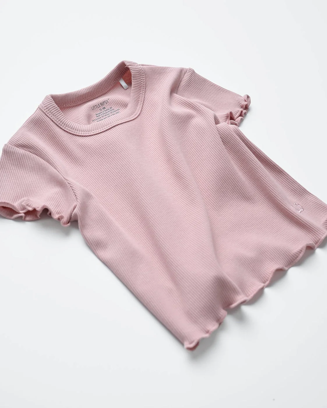Ribbed Lettuce Trim Tee - Dusty Rosewood - Image 11