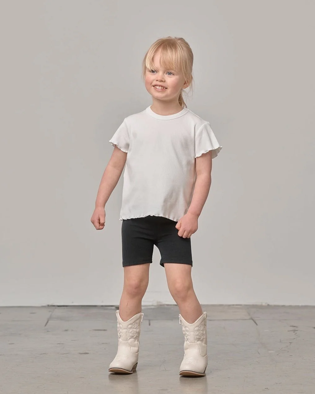 Ribbed Lettuce Trim Tee - White - Image 7