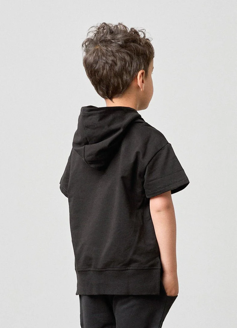 Short Sleeve Hoodie - Black - Image 12
