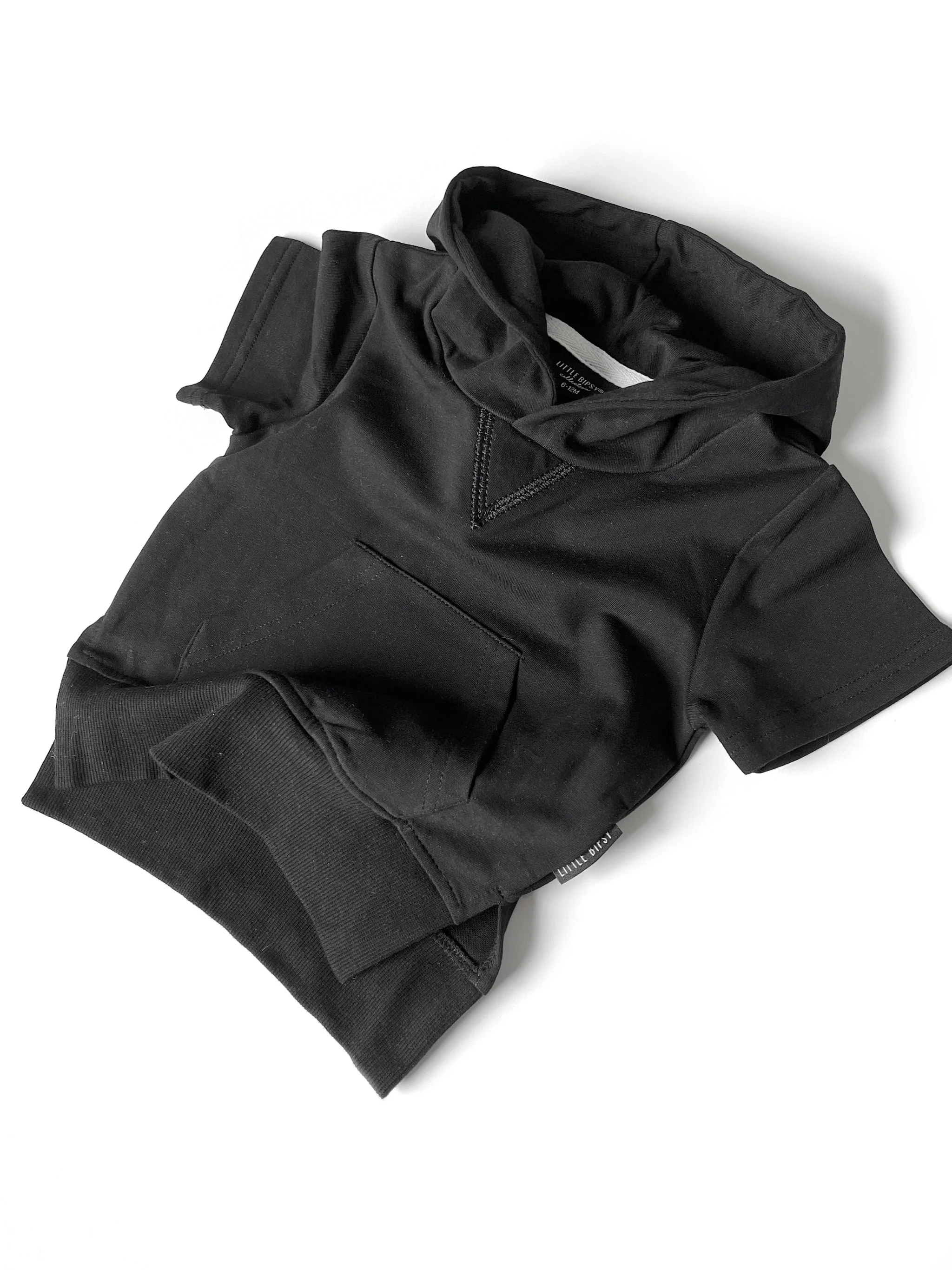 Short Sleeve Hoodie - Black - Image 13