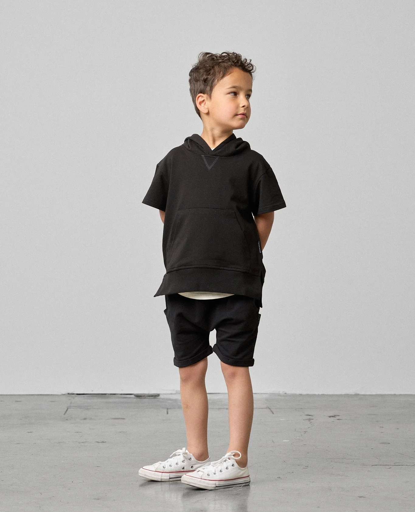 Short Sleeve Hoodie - Black - Image 6