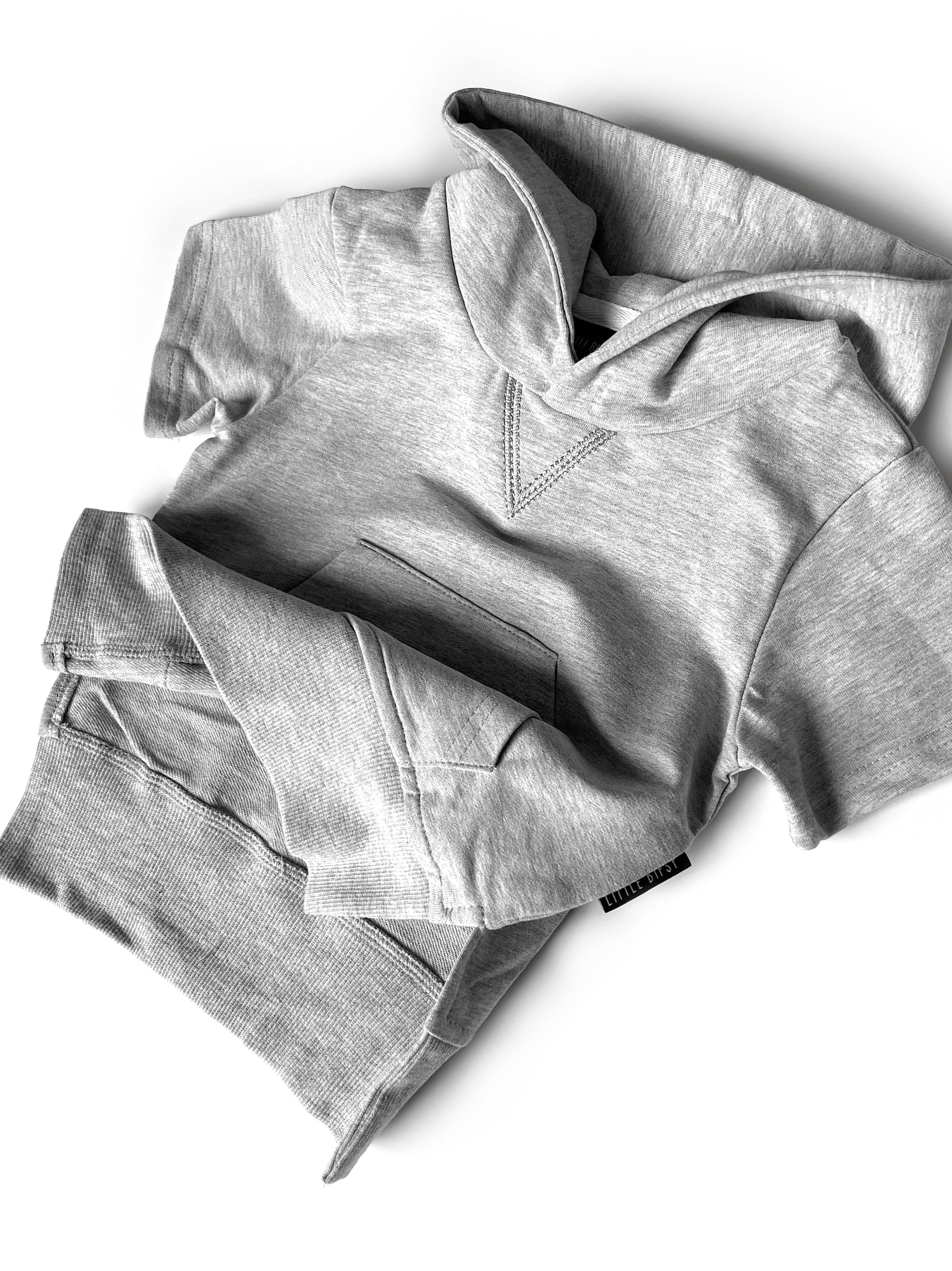 Short Sleeve Hoodie - Grey - Image 7