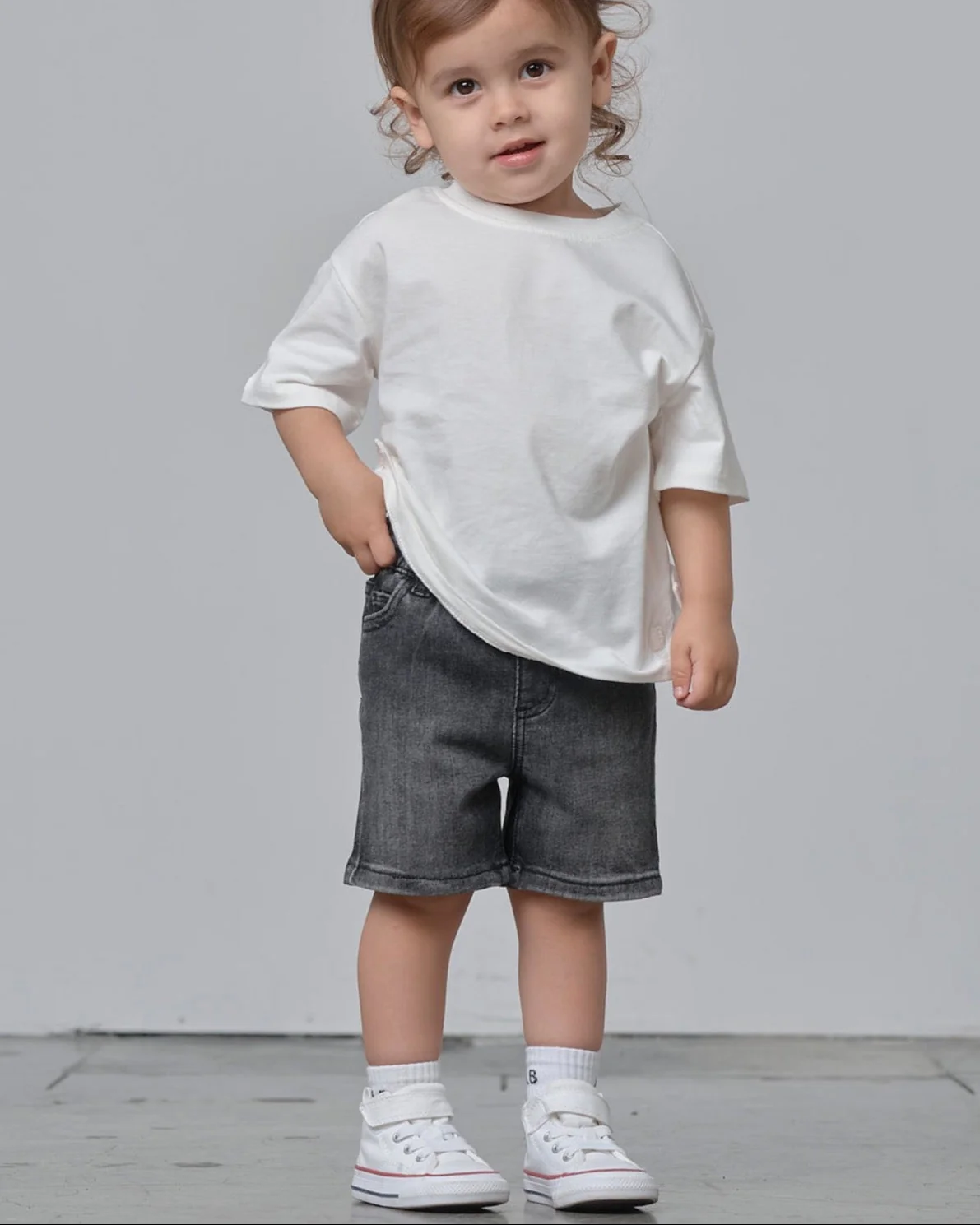 Straight Denim Short - Black Wash