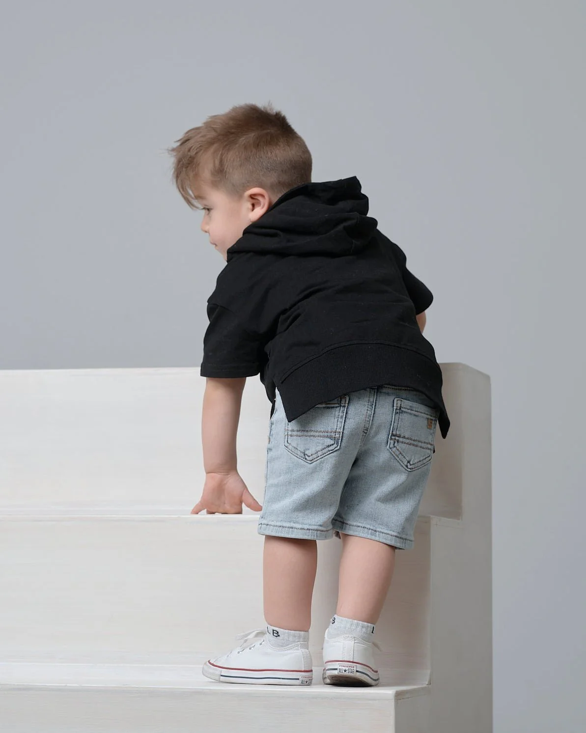 Short Sleeve Hoodie - Black - Image 8
