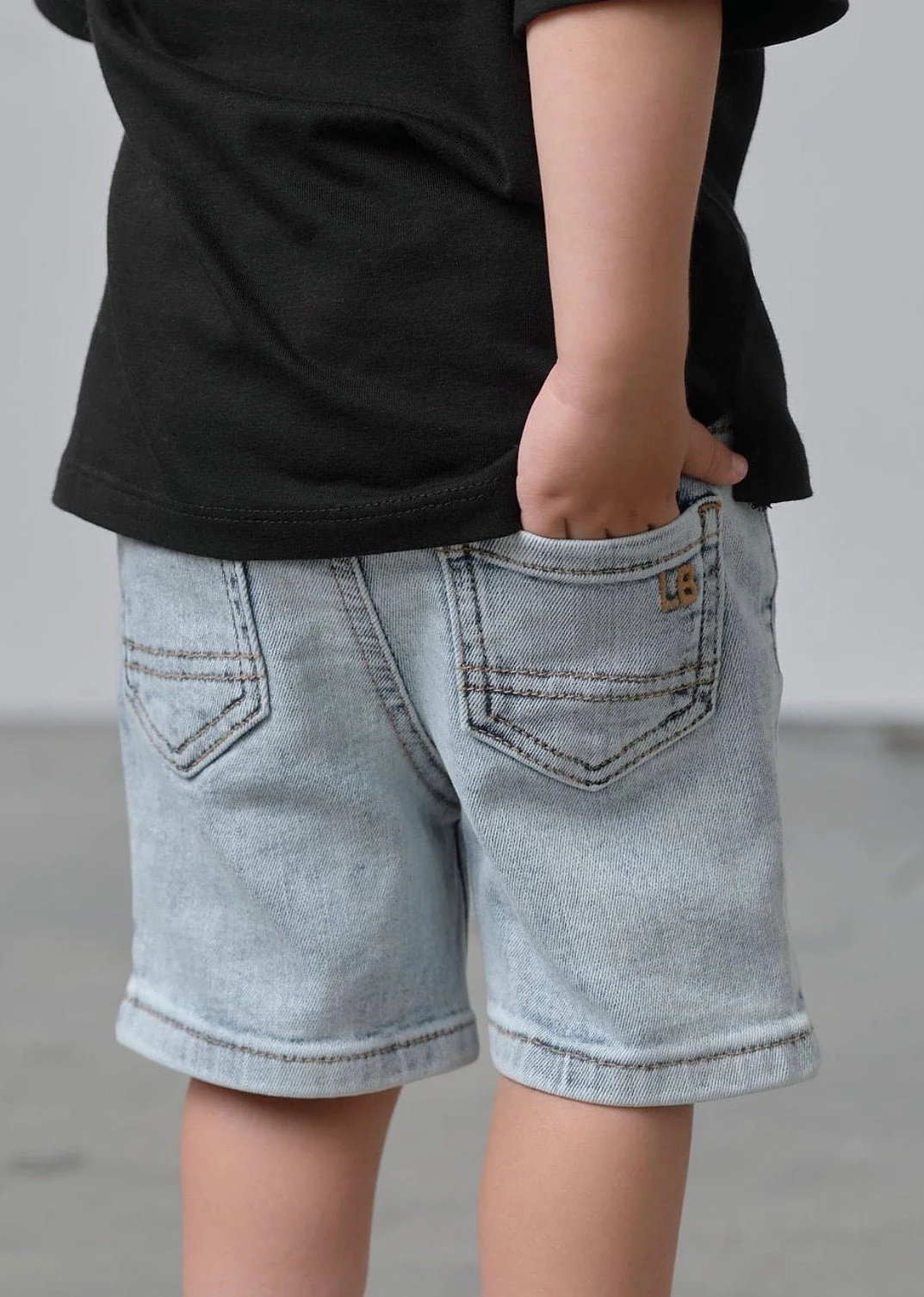 Straight Denim Short - Light Wash - Image 3