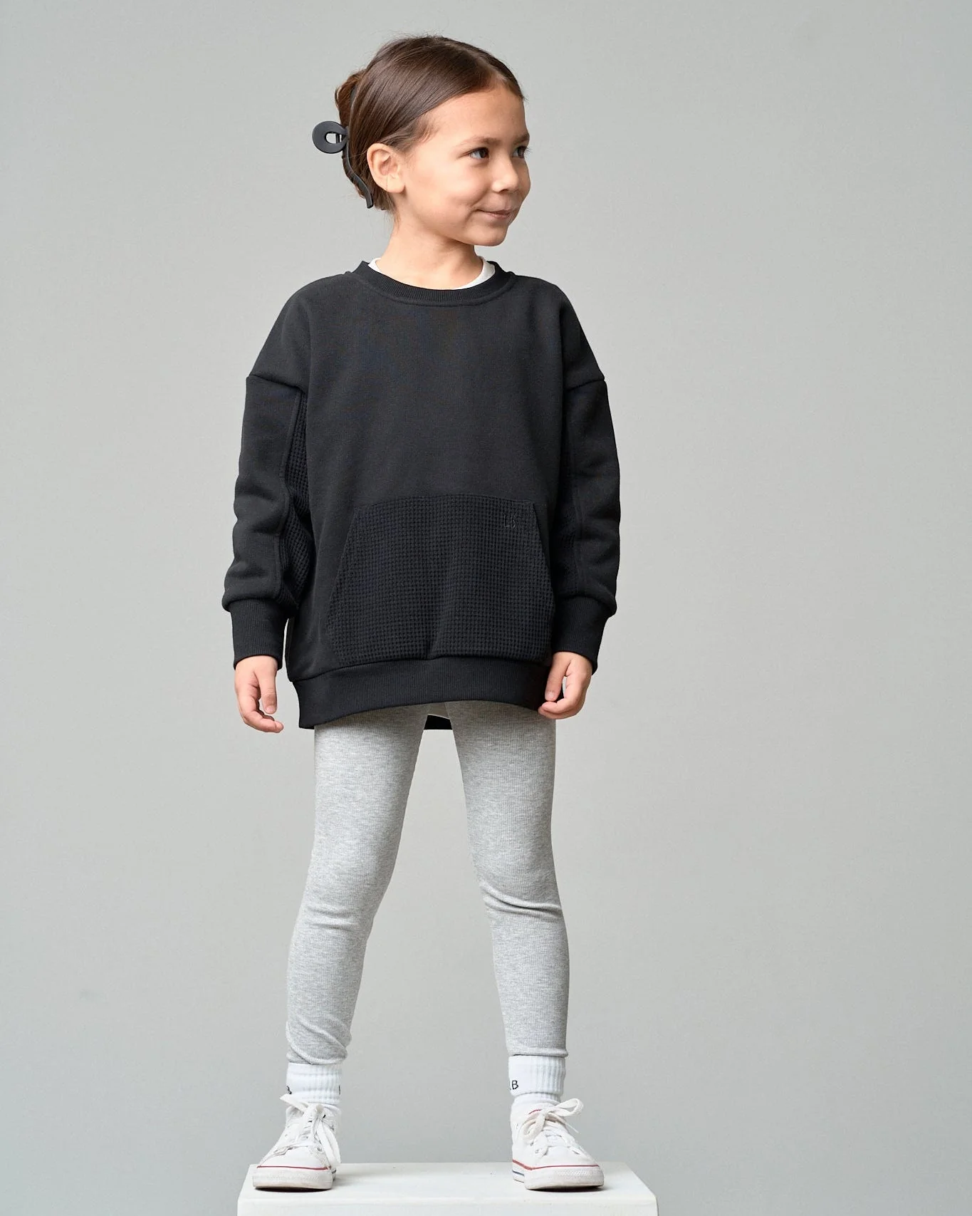Waffle Hybrid Crewneck - Black - Image 6
