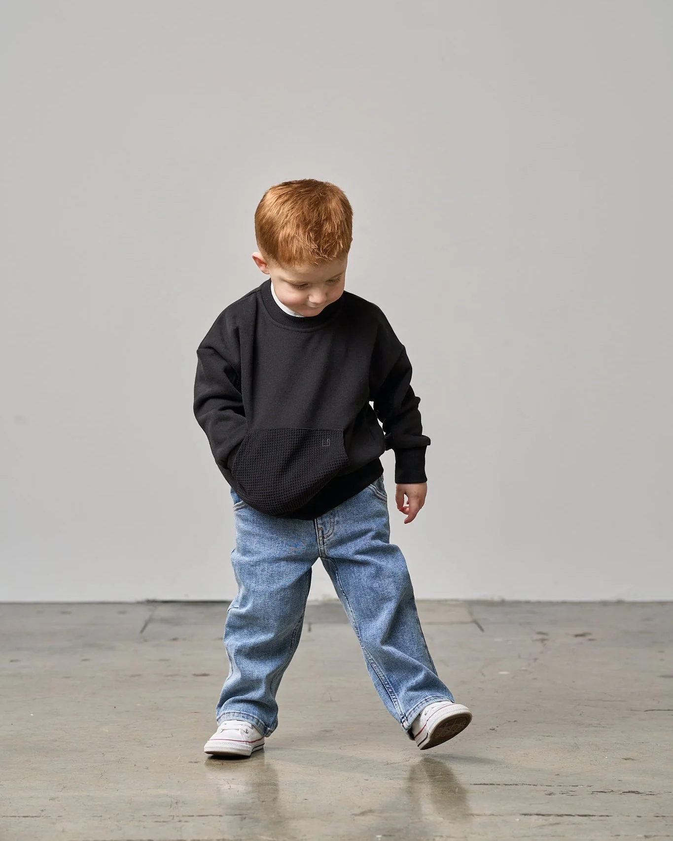 Waffle Hybrid Crewneck - Black - Image 7
