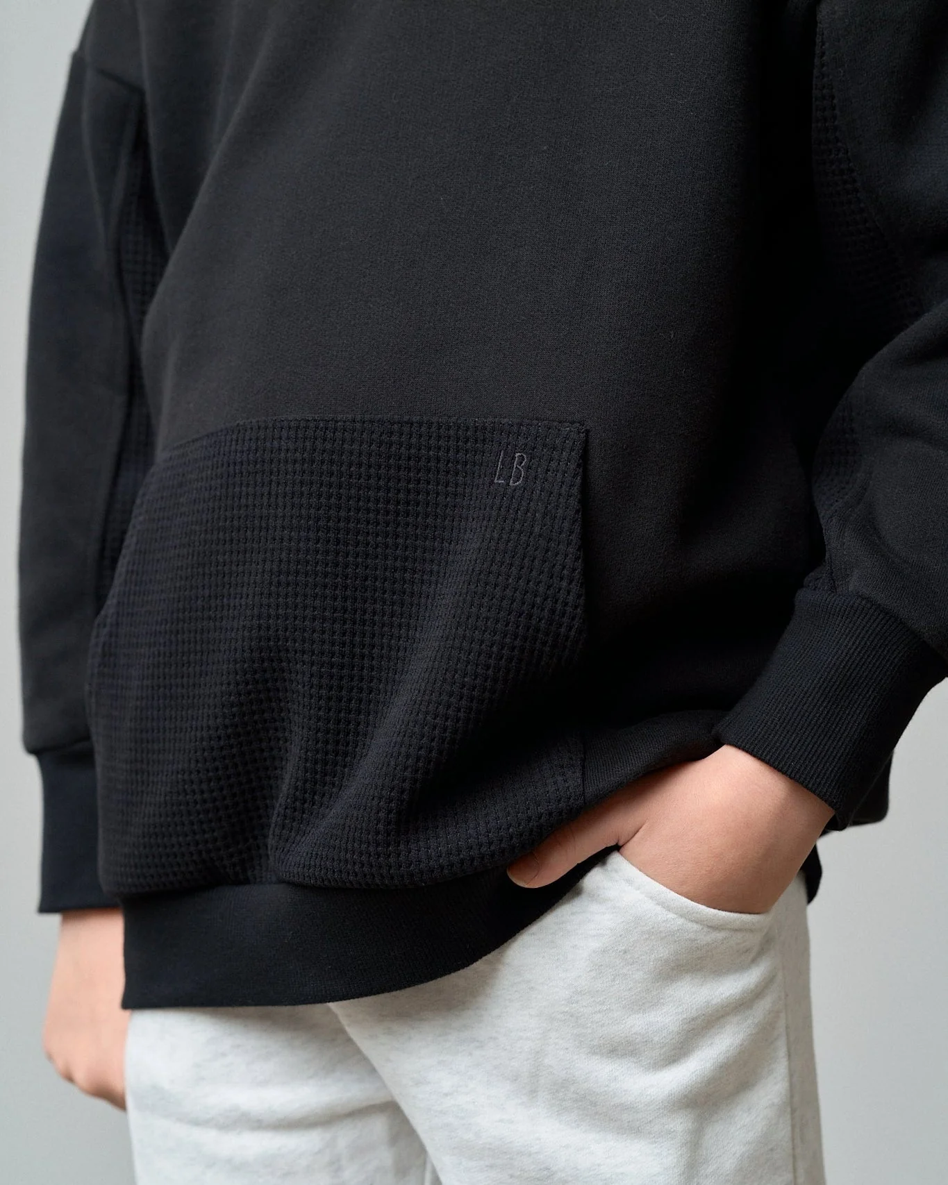 Waffle Hybrid Crewneck - Black - Image 8